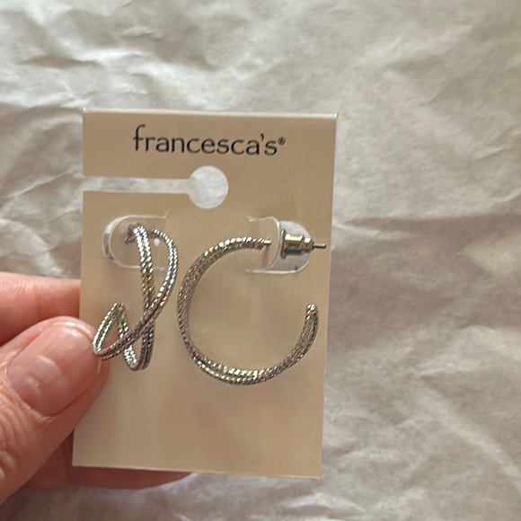 Francesca's Collections Silver Hoop Earrings - Picture 2 of 3